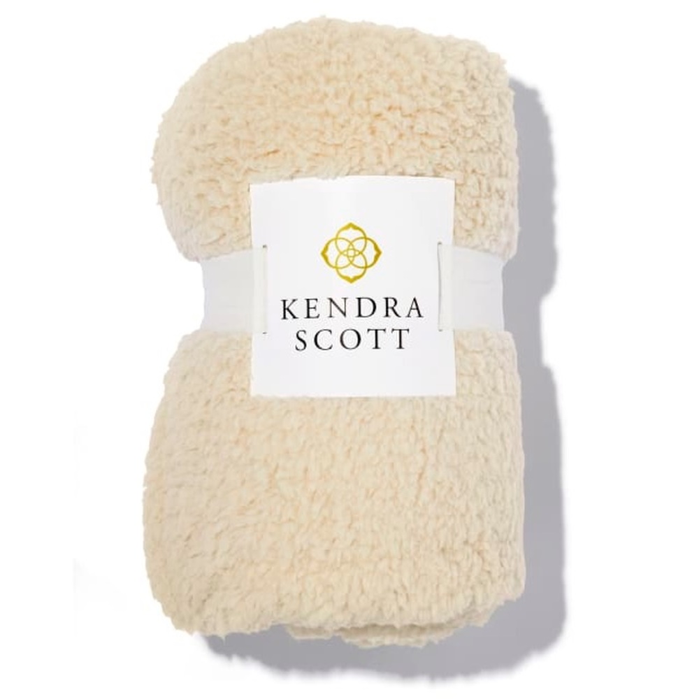 NEW Kendra Scott Fleece Blanket White Sand Sherpa Soft Throw Blanket